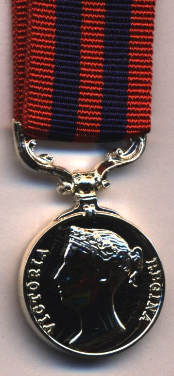 India General Service Medal 1854-1895, Good quality modern issue (silvered base metal), No clasp.  (miniature)