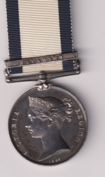 Naval General Service Medal 1793-1840, 1 clasp, Navarino  (1142). Private William Bunney.  GVF