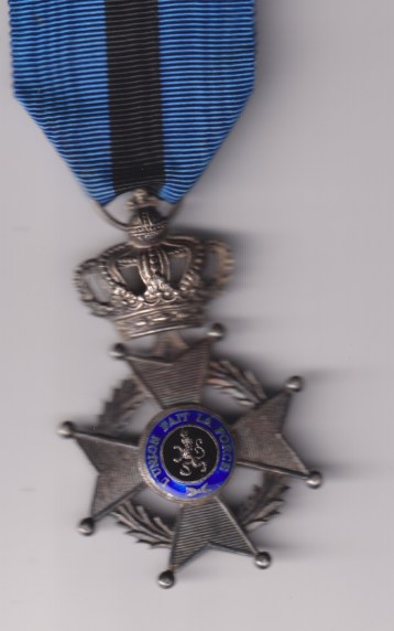 Order of Leopold, 2nd type Knights Badge in silver, French legend.   EF