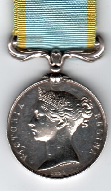 Crimea War Medal 1854-1856 no clasp, unnamed as officially issued to the Royal Navy or Royal Marines.  Light contact marks VF