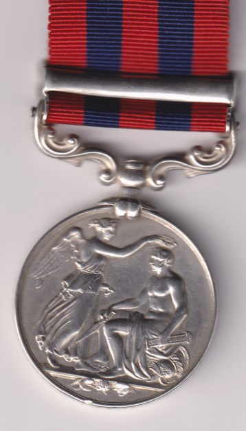 India General Service Medal 1854-1895, 1 clasp, Perak. 244 Private W. Elwick, 1/10th Foot. Light contacting  VF