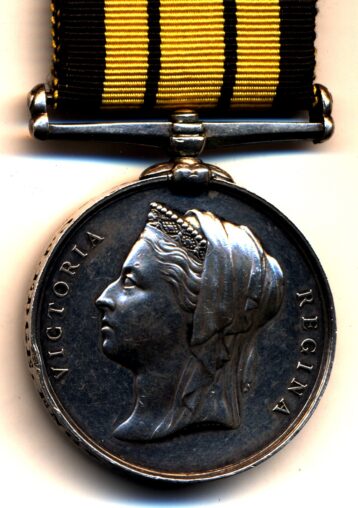 Ashantee Medal 1873-1874, edge engraved 73-74. Engineer C.J. Edge Royal Navy H.M.S. Active  VF/GVF