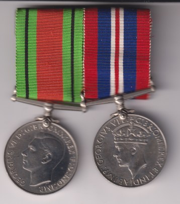 Defence Medal, War Medal unnamed as issued mounted for wear.