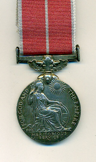 Obverse view of medal. British Empire Medal, G.VI.R. GRI Cypher (Military), 1st issue. Stoker Petty Officer A. E. Allan, Royal Navy.