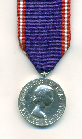 Obverse view of medal. Royal Victorian Medal, Elizabeth II issue 2nd type Dei: Gratia: Silver, unnamed as issued.
