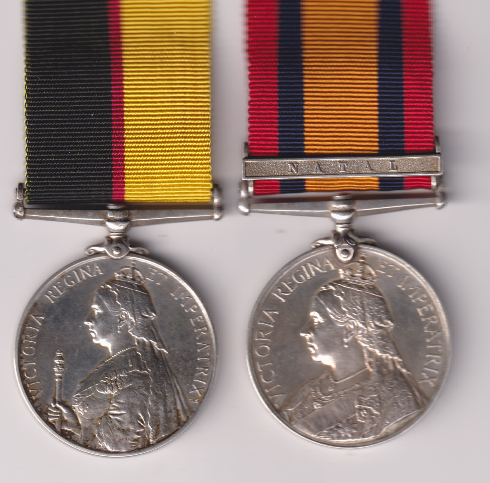 Queen's Sudan Medal 1896-1898, (9479 L/Cpl. J.J. Wood R.A.M.C.) Queen's South Africa Medal 1899-1902, 1 clasp Natal, (9479 Cpl. J.J. Wood R.A.M.C.) 9479 Corporal J.J. Wood Royal Army Medical Corps. GVF