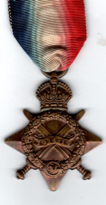 1914-15 Star. 20874 Private F. Meek Manchester Regiment. End of star no longer sharp points  VF