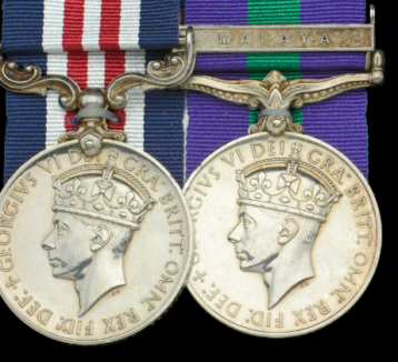 Military Medal, G.VI.R, (22233520 Pte. P. Gilmour. Seaforth.); General Service Medal 1918-1962, 1 clasp, Malaya, G.VI.R. (22233520. Pte. P. Gilmour. M.M. Seaforth.).(number officially corrected)  22233520 Private P. Gilmour, Seaforth Highlanders.  EF