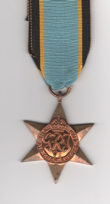 Obverse view of medal. Air Crew Europe Star.