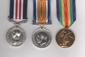 Military Medal, G.V.R. (159556 Gnr: H.J. Abbott. 282/Sge: By: R.F.A.); British War Medal (159556 Gnr. H.J. Abbott. R.F.A.); Victory Medal (159556 Gnr. H.J. Abbott. R.F.A.).159556 Gunner H. J. Abbott, Royal Garrison Artillery.