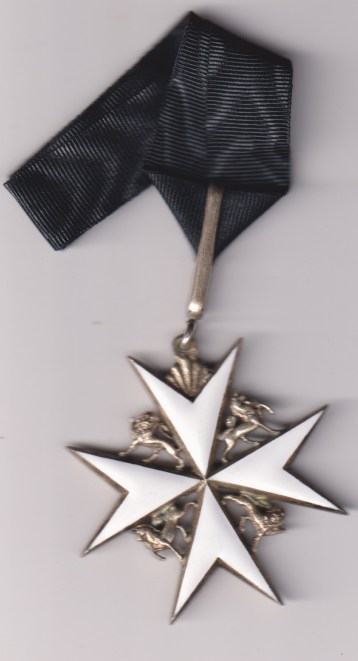 Order of St. John of Jerusalem Commander (brother), neck badge in silver, and enamel, 53mm.  EF