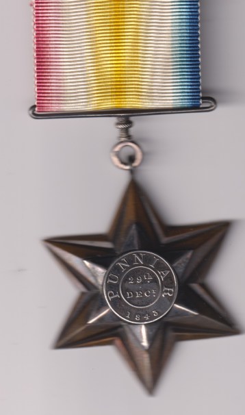 Gwalior Campaign Star 1843 Punniar Star. Ensign H.E. Reid, 50th Regiment Native Infantry. VF