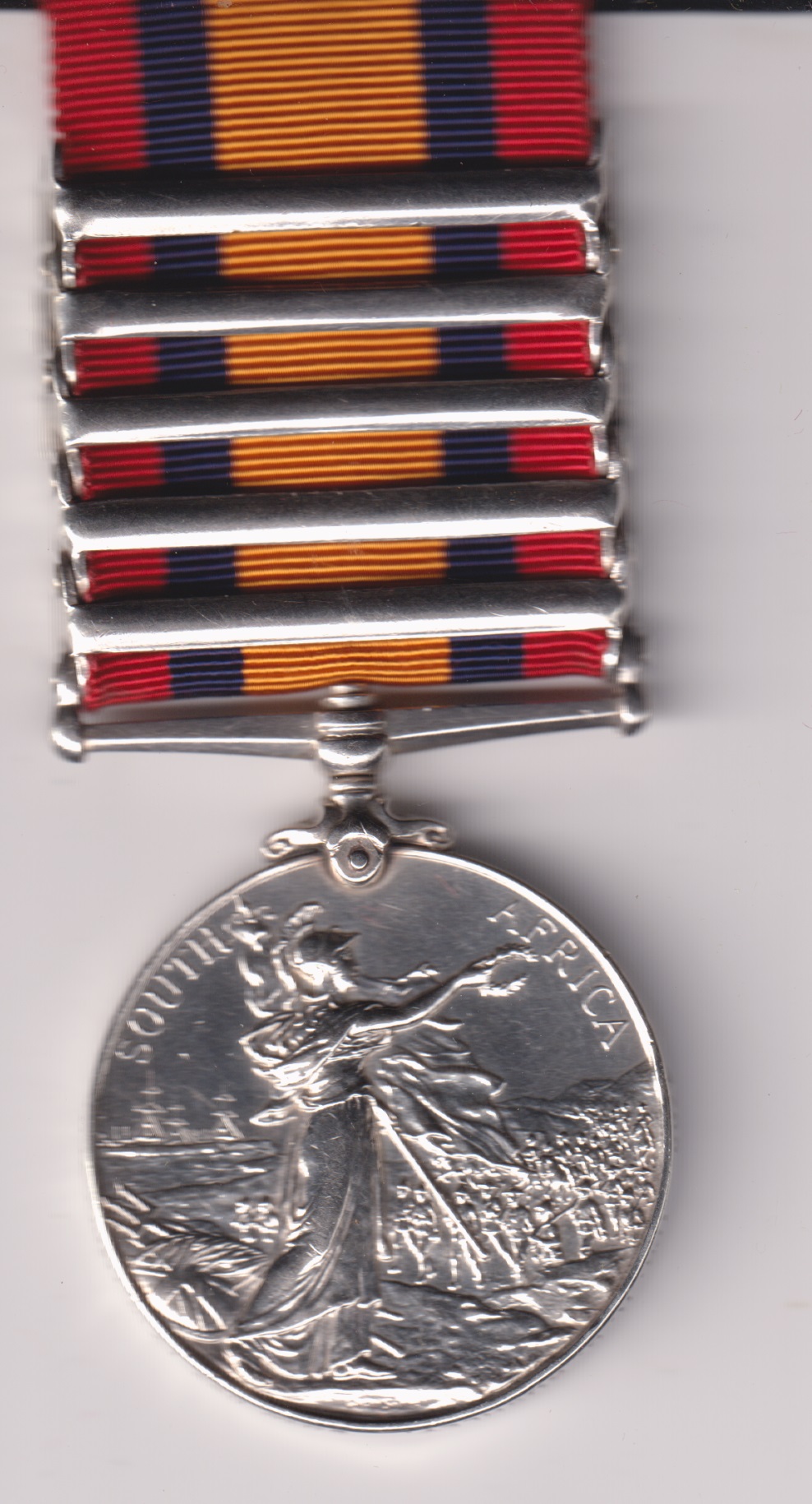 Queen’s South Africa Medal 1899-1902, 5 clasps, Cape Colony, Rhodesia, Orange Free State, Transvaal, South Africa 1901 4765 Trooper H G Rushley, 50th Company, 17th Imperial Yeomanry. GVF - Image 2