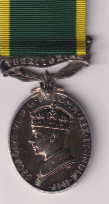 Efficiency Medal 1930, George VI issue 'Ind Imp', bar Territorial. 881889 Gunner R.E. Mullen Royal Artillery GVF