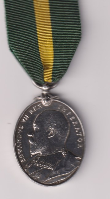 Territorial Force Efficiency Medal 1908, Edward VII issue. 281 Sergeant J. Burns 1/Nth. battalion 'B' Royal Field Artillery.  NEF
