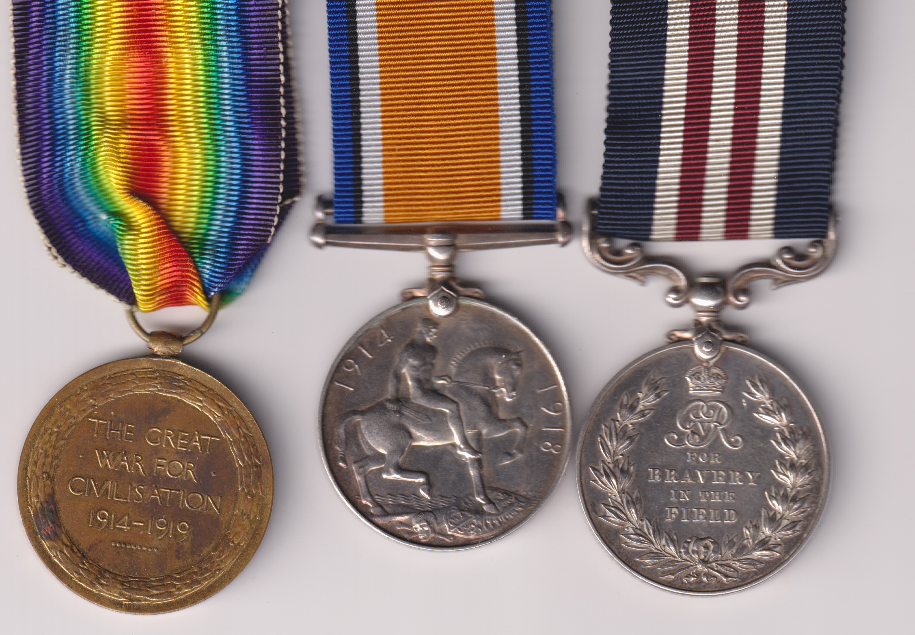 Military Medal, G.V.R. (S-26328 Pte A. Barnaby. 7/Rif: Bde:); British War Medal, Victory Medal. 1914-1919 (S-26328 Pte. A. Barnaby. Rif. Brig.). S-26328 Private A. Barnaby, 7th (Service) Battalion, Rifle Brigade. EF - Image 2