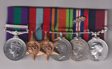 General Service Medal 1918-1962, 3rd issue George VI IND IMP:, 1 clasp Palestine ( W/O W.H. Dean R.A.F.) 1939-45 Star, Burma Star, Defence Medal, War Medal, M.I.D. oakleaf, Royal Air Force Long Service and Good Medal, George VI issue, 1st type, IND:IMP ( W/O W.H. Dean R.A.F.) Warrant Officer W.H. Dean Royal Air Force. Court mounted for display GVF