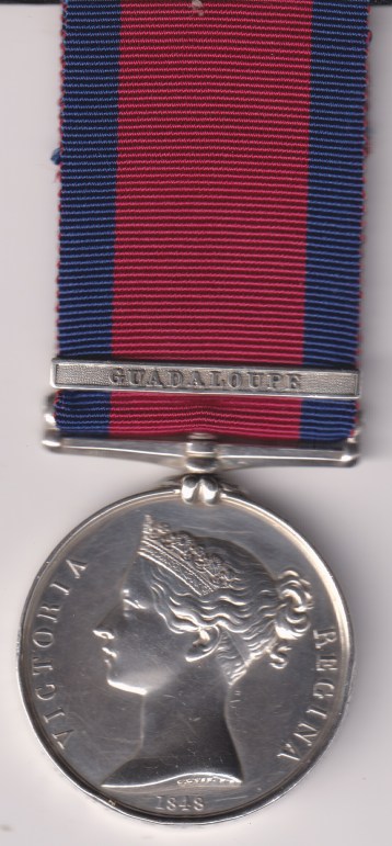 Military General Service 1793-1814, 1 clasp, Guadaloupe, Charles Davis, 90th Foot.  VF