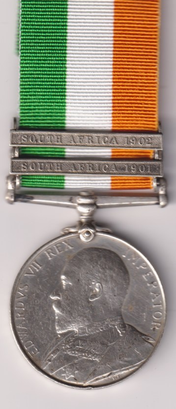 King's South Africa Medal 1901-1902, 2 clasps South Africa 1901, South Africa 1902, 4543 Private J. Smith. Duke of Cornwalls Light Infantry. VF