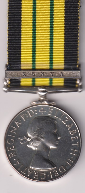 Africa General Service Medal 1902-1956 Elizabeth II, 1 clasp, Kenya. E.902 Inspector of Police Reserve L R. Martin.  GVF