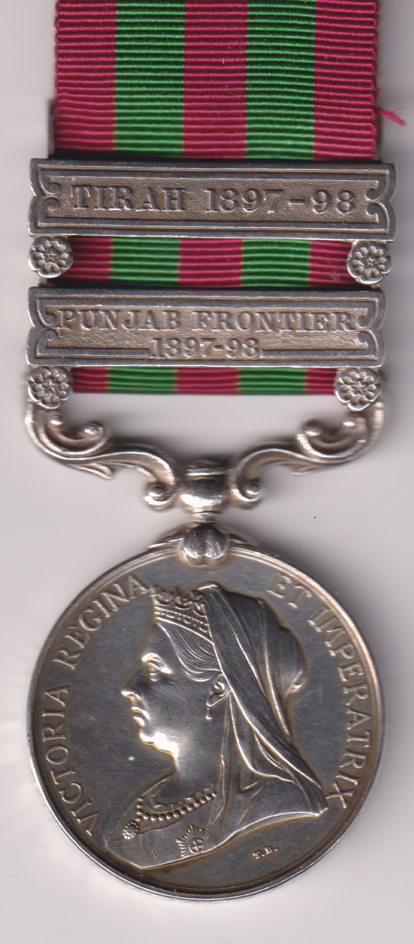 India General Service Medal 1895-1902, 2 clasps, Punjab Frontier 1897-98, Tirah 1897-98. 4414 Private J. Williams, 1/Duke of Cornwall's Light Infantry. NEF