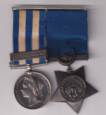 Egypt Medal 1882-1889 (Undated), 1 clasp, The Nile 1884-85, Khedive's Star 1882-1891, Dated 1884-6, unnamed as issued (black finish) (17963 Sapr. T.F.W. Croot 8th Coy. R.E. 17963 Sapper T.F.W. Croot, 8th Coy Royal Engineers