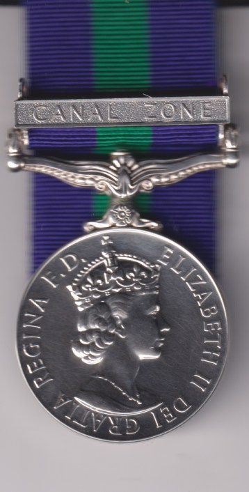 General Service Medal 1918-1962 6th issue Elizabeth II DEI GRATIA:, 1 clasp, Canal Zone. Pilot Officer N.S. Pluck, Royal Air Force.  EF