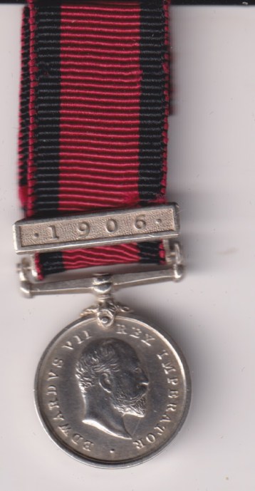 Natal Rebellion Medal 1906, swiveling suspender, 1 clasp 1906. Mint