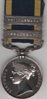 Punjab 1848-49, 2 clasps, Chilianwala, Goojerat C. Blake, 3rd Light Dragoons.  G.V.F.
