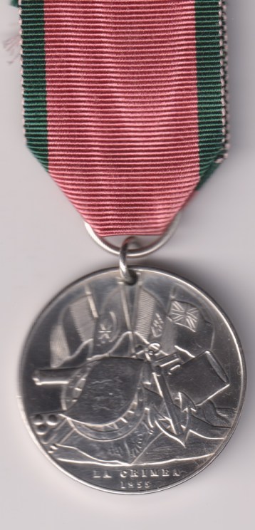 Turkish Crimea Medal, Sardinian issue, double silver ring suspension. Almost Mint.