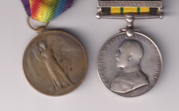 Victory Medal 1914-19 (4805 Pte Bwanali 2/KAR); Africa General Service 1902-56, 1 clasp, Somaliland 1920 (4805 Pte Bwanali 2-K. A. Rif.) Private Bwanali, King’s African Rifles. Heavy polished Fair.