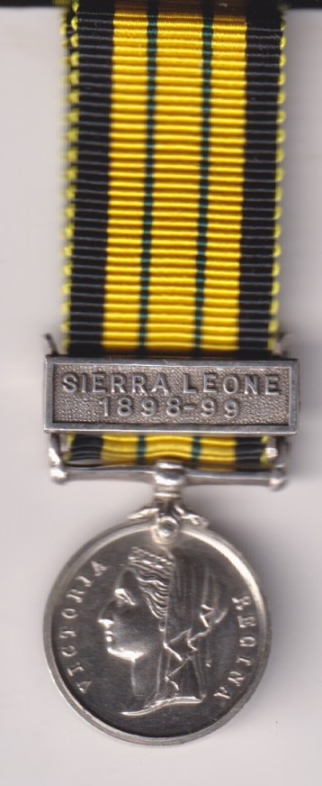East and West Africa Medal 1887-1900, fixed suspender, 1 clasp Sierra Leone 1898-99.   Mint