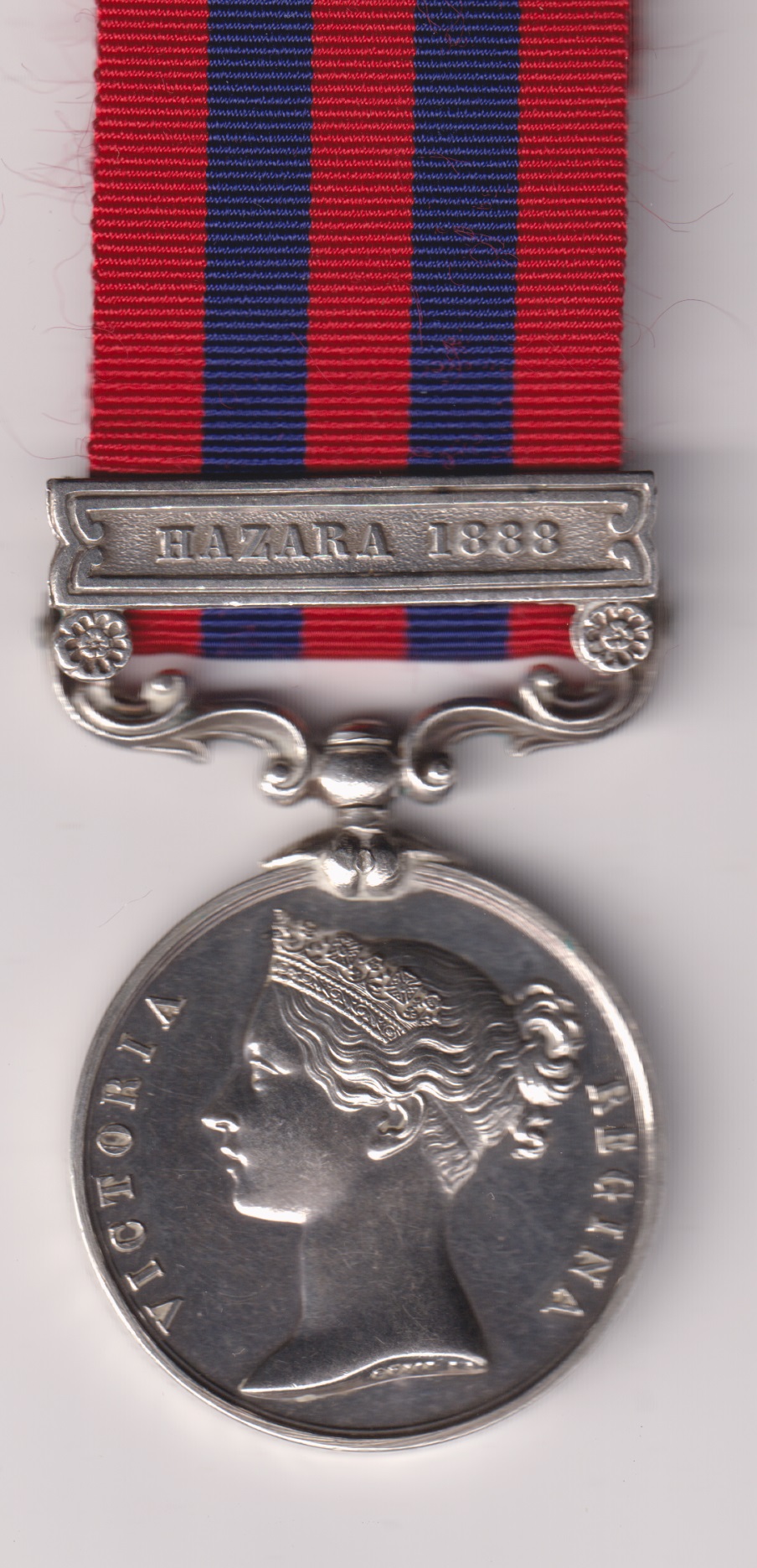 India General Service Medal 1854-1895, 1 clasp, Hazara 1888, 120 Private W Wickley 2nd battalion Northumberland Fusliers. EF