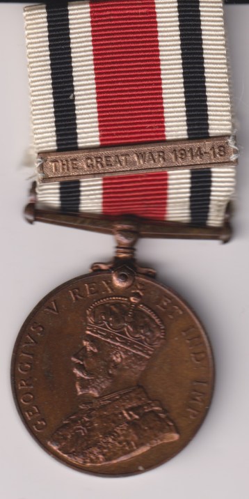Special Constabulary Long Service Medal 1919, George V issue, robed bust, clasp, The Great War 1914-18. EF