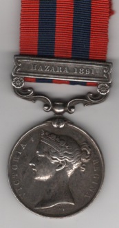 India General Service 1854-95, 1 clasp, Hazara 1891 368 Driver Ditta No 9 Mountain battery Royal Artillery. VF