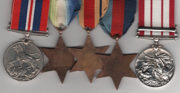 1939-45 Star; Atlantic Star, 1 clasp, France and Germany; Africa Star; War Medal, Naval General Service 1915-62, 2nd issue George V1 INDIAE IMP: 1 clasp, Palestine 1936-1939 (Paymr. Mid. M. Rogers. R.N) Paymaster Lieutenant M. Rogers, Royal Navy. - Image 2