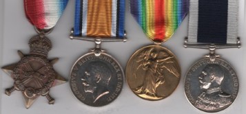 1914-15 Star (J.1830, J. R. Newman, A.B., R.N.); British War Medal, Victory Medal (J.1830 J. R. Newman. A.B. R.N.);  Royal Navy Long Service and Good Conduct Medal George V, 1st type Admirals bust, 1911-1930 (J.1830. J. R. Newman. A.B. H.M.S. Marshall Ney.) Able Seaman J. R. Newman, Royal Navy H.M.S. Marshall Ney  EF.