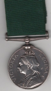Volunteer Force Long Service Medal , V.R. engraved naming. 263. Colour Sergeant  O. Evans. VF/GVF