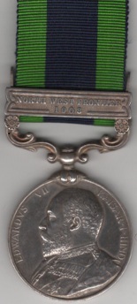 India General Service 1908-35, 1 clasp, North West Frontier 1908. 2483 Sepoy Lal Khan 57th Rifles Frontier Force. VF