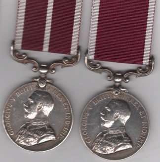 Army Meritorious Service Medal George V issue military bust (99700 C.Q.M. Sjt. -A.3/Cl:Mr:Gnr: E. J. Short. R.G.A.); Army Long Service and Good Conduct Medal George V issue, 1st type 1911-1920 (99700 Sjt: E. J. Short. R.G.A.)  3rd Class Master Gunner E. J. Short, Royal Garrison Artillery.   EF