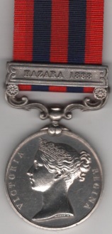 India General Service 1854-95, 1 clasp, Hazara 1888. 1714 Pte W. Stuart 2d Bn. Royal Irish Regiment  GVF/EF