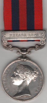 India General Service 1854-95, 1 clasp, Hazara 1891. Mr. H. A. S. Tenner Superintendent Engineer Public Works Department  EF