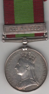 Afghanistan 1878-80, 1 clasp, Ali Musjid, 1194 Corporal. C. Chalons. 81st. Foot.  VF