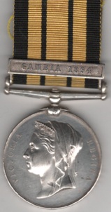 East and West Africa 1887-1900, 1 clasp, Gambia 1894. Able Seaman H. Bumstead Royal Navy H.M.S. Magpie.  EF