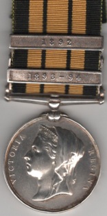 East and West Africa 1887-1900, 2 clasps, 1893-94, 1892. 541. Pte. W. F. Jordon. 1/West India Regiment.  GVF