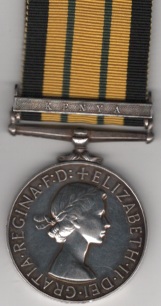 Africa General Service 1902-56, 1 clasp, Kenya, 22919639 Fusilier T. W. Mc.Gill. Royal Irish Fusiliers. Official correction to last letter of surname.   GVF