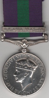 General Service Medal 1918-1962, 3rd issue George VI IND IMP: 1 clasp, S.E. Asia 1945-46, unnamed as issued. GVF