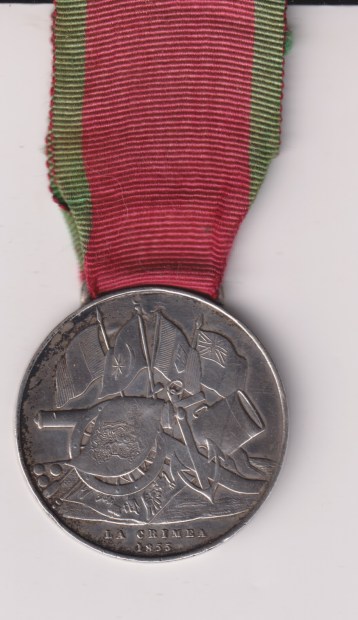 Turkish Crimea Medal, Sardinian issue, fitted with a loop 11.0 to 1.0 Italian style. VF/GVF