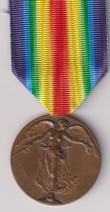 Allied Victory Medal, Belgium, signed by Paul Dubois. EF
