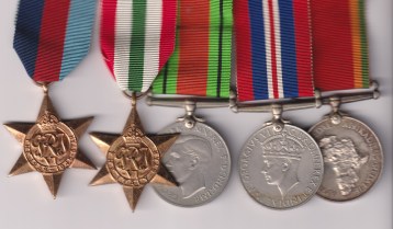 1939-45 Star, (243502 M. Heller) Italy Star,(243502 M. Heller)  Defence Medal, (243502 M. Heller) War Medal, (243502 M. Heller) Africa Service Medal 1939-1945(243502 M. Heller) 243502 M. Heller.
